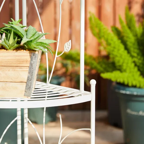 Miniatura 9 de Glitzhome Estante de metal blanco de 52 pulgadas de alto con 4 niveles para interior y exterior, jardín, granja