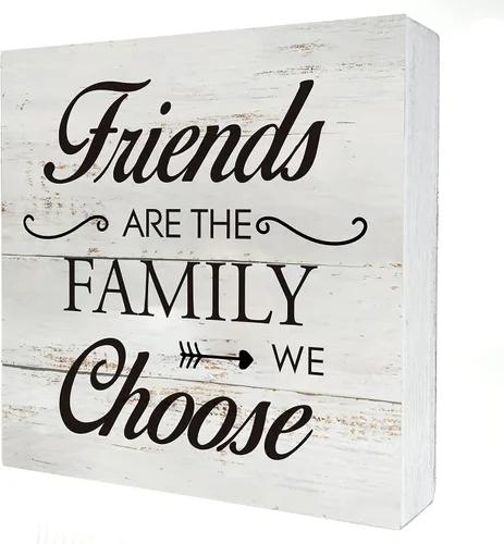 Miniatura 6 de Kinship Letrero de Caja de Madera Decoración de Escritorio Placa de Bloque de Madera Rústica Letrero de Caja para Decoración de Hogar Sala de Estar