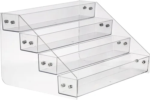 Estante de especias acrílico, estante de especias escalonado, organizador de condimentos para encimera, gabinete, despensa, almacenamiento de 1
