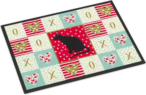 Caroline's Treasures CK5775MAT Ojos Azules Cat Love - Alfombra para interiores o exteriores, 18 x 27, 18 x 27 W, multicolor