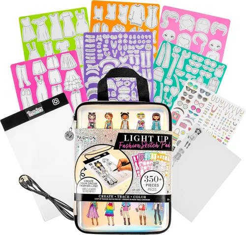 Miniatura 9 de Fashion Angels Disney Stitch Beach Scenes - Bloc de dibujo iluminado, kit de diseño con almohadilla de rastreo iluminada, 5 adhesivos de vinilo