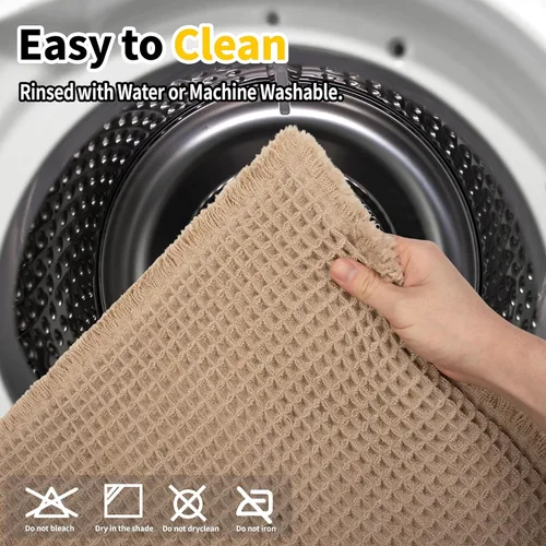 Miniatura 6 de KOEXM Tapete de baño mejorado con diseño de gofre, súper absorbente, antideslizante, bohemio, lavable a máquina, con borlas, parte trasera de goma