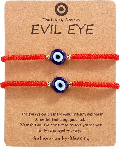 Pack Of 2 Handmade String Red Evil Eye Bracelets Blue Evil Eye Jewelry Bracelet for Women Men Teens Braclets mal de ojo bracelets ojo turco pulsera