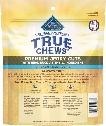 Miniatura 2 de Blue Buffalo True Chews Premium Jerky Cuts - Golosinas para perros, fabricadas en los Estados Unidos con ingredientes naturales, pollo y pato, bolsa