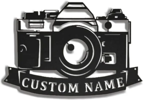 Letrero de metal personalizado para fotógrafo, letrero de cámara personalizado, arte de pared de cámara vintage, decoración de hogar de metal,