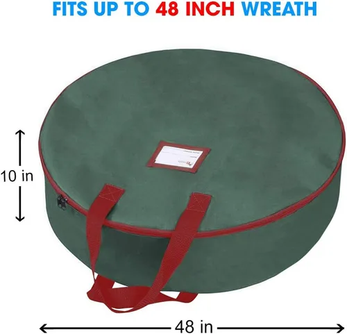 Miniatura 2 de Bolsa de Almacenamiento Resistente para Coronas de Navidad de 48" - Asas Hechas de Material de Poliéster Oxford 600D Duradero Bolsa de Verde