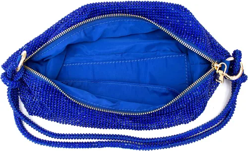 Miniatura 6 de Bolso Hobo plateado con diamantes de imitación, bolso de noche negro brillante para mujer, fiesta de graduación, boda