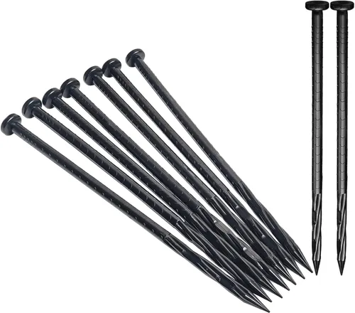Miniatura 7 de Púas de anclaje de paisaje de plástico, 25 piezas de 8 pulgadas de nailon en espiral para patio, césped de jardín, barreras de malezas, césped