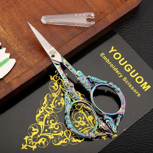Miniatura 2 de YOUGUOM Tijeras de Bordado para Costura – Tijeras Pequeñas Vintage Afiladas de Detalle para Manualidades, Obras de Arte, Hilo de Labores, Arcoíris