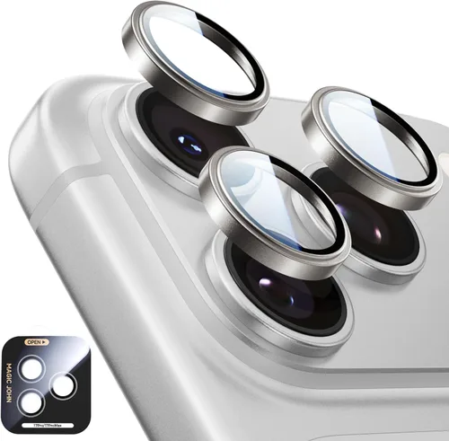 MAGIC JOHN Protector de lente de cámara para iPhone 17 Pro Max/17 Pro [kit de alineación y ajuste invisible 1:1] Vidrio templado aeroespacial 9H,