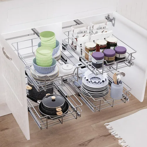 Miniatura 5 de Organizador de Gabinete Extraíble de 17" de Ancho X 22" de Profundidad, Cajones Deslizantes Para Organizadores y Almacenamiento de Cocina, Cajones 1