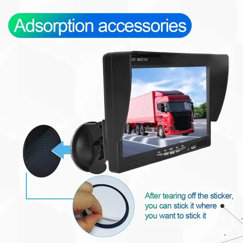Miniatura 9 de Hikity Monitor de cámara de respaldo de vehículo de 7 pulgadas, pantalla LCD HD dividida cuádruple, monitor de automóvil para SUV, furgoneta, RV
