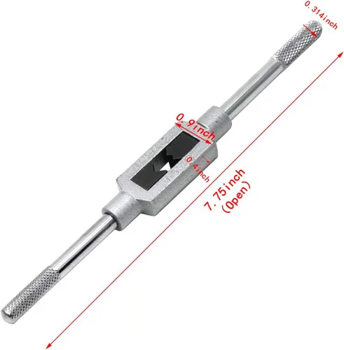 Miniatura 2 de Bitray Llave de grifo ajustable M3-M12 de 1/16 "-1/2" Escariador Acero Ajustable Herramienta de mano Grifos de mano Soporte de roscado Escariador