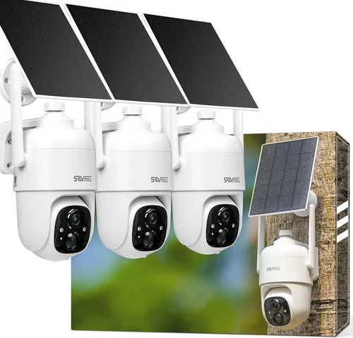 Sovmiku 3CQ1 AI 2K Cámara de seguridad solar inalámbrica para exteriores, cámara alimentada por batería, audio bidireccional, detección de