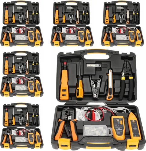 Miniatura 11 de InstallerParts Kit Profesional de Herramientas de Red 15 en 1 - Herramienta de Crimpado RJ45 Cat 5 Cat6, Probador de Cables, Pelacables con Calibre