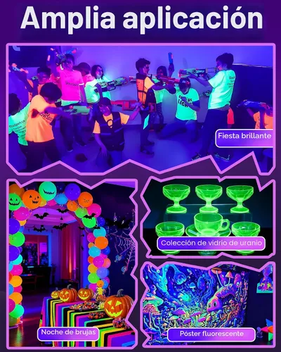 Miniatura 5 de Paquete de 4 luces LED negras de 42 W, barras de luz negra con enchufe+interruptor+cable de 6 pies, luz negra para fiesta brillante, póster