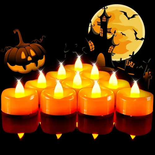 Miniatura 11 de BEICHI - Velas sin llama, paquete de 12/24/50/100/150 luces de té que funcionan con batería, velas votivas LED sin parpadeo para Halloween, Navidad