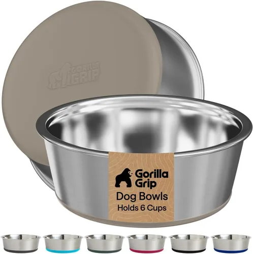 Miniatura 23 de GORILLA GRIP Tazones para perros, acero inoxidable 304 de grado alimenticio, capacidad para 2 tazas cada uno (16 onzas líquidas) para alimentos
