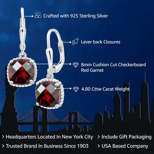 Miniatura 114 de Gem Stone King Aretes colgantes de plata de ley 925 de 0.315 pulgadas para mujer