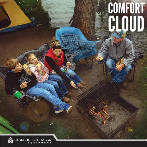Miniatura 5 de Black Sierra Silla de campamento de gran tamaño para adultos, asiento al aire libre resistente con acolchado suave, soporta 400 libras, portavasos