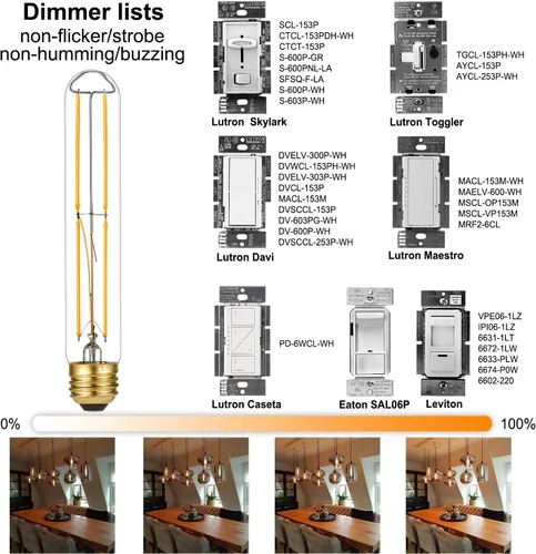 Miniatura 3 de Arberlic Bombilla LED T10 de 7.3 pulgadas, Bombilla de Luz Tubular de 6W Equivalente a Bombilla LED E26 de 60 vatios regulable, Blanco Cálido 2700K