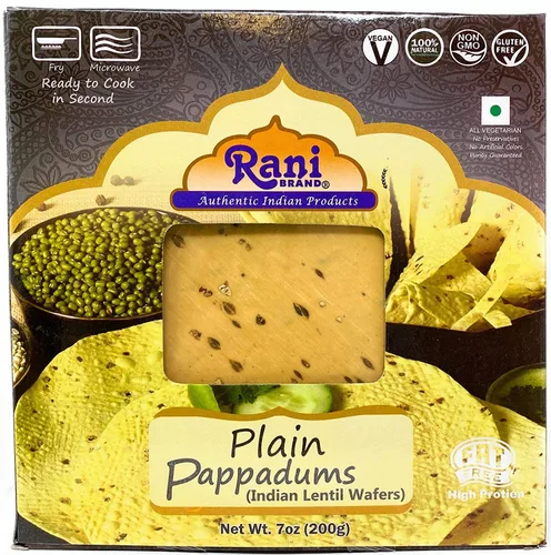 Miniatura 9 de Rani Pappadums (aperitivo de oblea de lentejas indias) Papad de pimienta negra, 7 onzas (7.05 oz) aproximadamente 15 unidades, 7 pulgadas, paquete