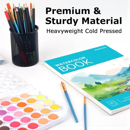 Miniatura 4 de Hapikalor Bloc de Papel de Acuarela, Papel de Acuarela de 9"x12", Libro de Papel de Dibujo y Pintura de Artista de 140lb/300gsm, Suministros de Arte