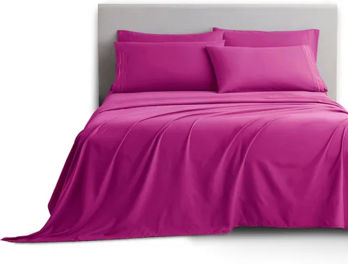 Miniatura 24 de Clara Clark - Juego de sábanas King con Flex Top, 6 piezas - Sábanas de lujo para cama King con cabeza dividida, juego de cama súper suave, King