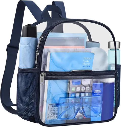 Miniatura 17 de Busiuw Mochila Transparente para Eventos de Estadio 12x12x6 Mini Pequeñas Mochilas Deportivas para Fanáticos, Aguamarina