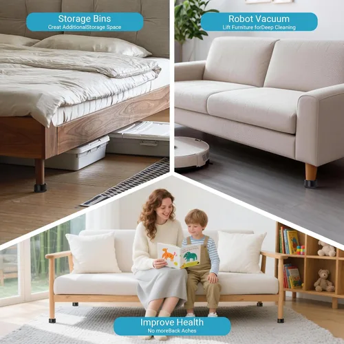 Miniatura 3 de Elevadores de cama resistentes de 1 pulgada, 2 pulgadas, 3 pulgadas, 4 pulgadas, elevadores de cama ajustables para patas de escritorio, mesa, sofá