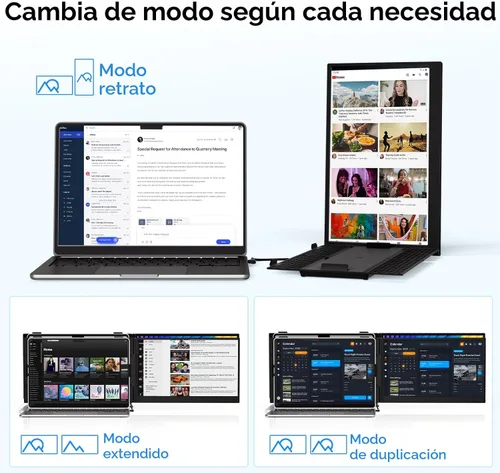 Miniatura 4 de Extensor de pantalla para portátil de 14 pulgadas, monitor portátil ultrafino y ligero FHD 1080P IPS, pantalla de viaje para portátiles de 13-17.3