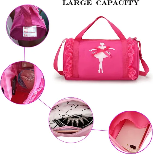 Miniatura 3 de Linda mochila de ballet para bailar tutú, bolsa de baile, impermeable, pequeña, bolsa de ballet, bolsa de gimnasio (morado)