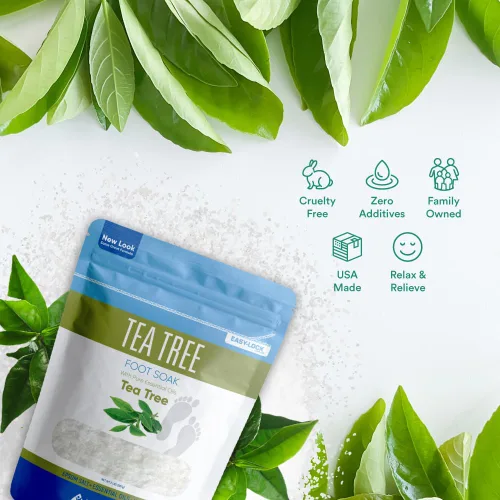 Miniatura 3 de Remoja para pies de árbol de té, 32 onzas (2 libras) de sal de Epsom de grado USP con aceite esencial de árbol de té natural más vitamina C en bolsa