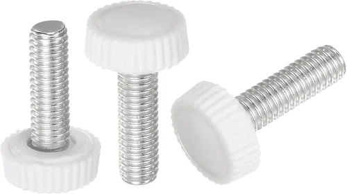 Miniatura 26 de uxcell 20 pomos moleteados de rosca métrica macho M4 x 0.236 in, pomos de sujeción de tornillo de pulgar, mango de plástico con perno roscado