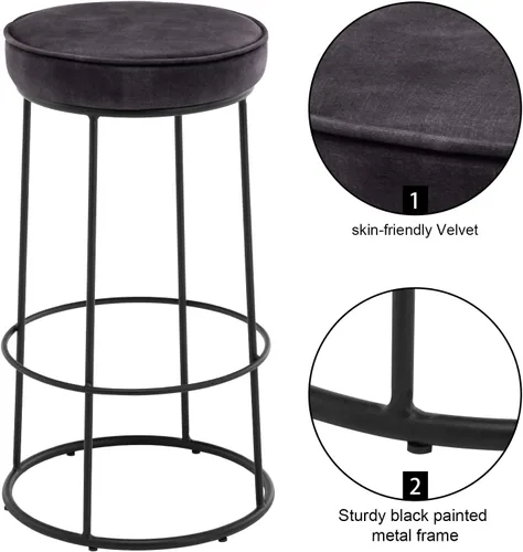 Miniatura 4 de DUHOME Juego de 2 taburetes de bar, taburete de cocina, taburetes de bar modernos de altura de mostrador, sillas de comedor para desayuno, taburete