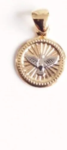 Miniatura 6 de Collar con medalla del Espíritu Santo de 17,2 pulgadas, cadena chapada en oro de 18 quilates