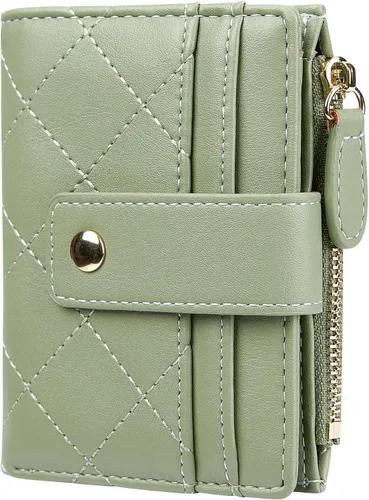 Miniatura 66 de Cartera de cuero para mujer, pequeña, compacta, plegable, con bolsillo para monedas con cremallera