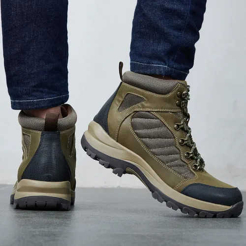 Miniatura 8 de Mens Fashion Leather Oxford Boots Mid-Top Causal Ankle Boot Daily Shoes for Men