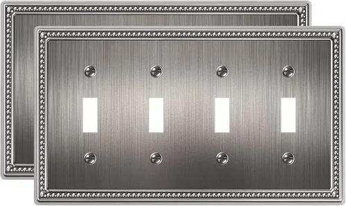 Miniatura 95 de Paquete de 4 placas de cubierta para interruptor de luz de palanca individual, cubiertas decorativas de perlas, placa de pared de metal almendra