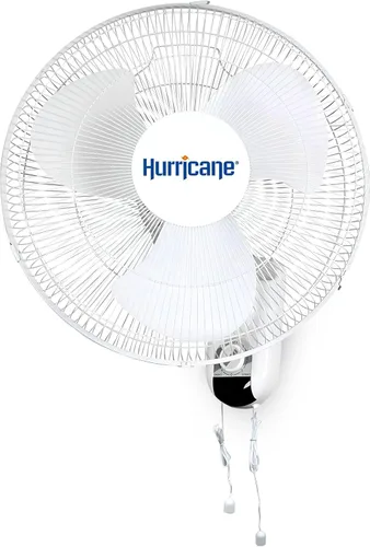 Hurricane Ventilador de pared oscilante clásico de 16 pulgadas con 3 ajustes de velocidad, color blanco