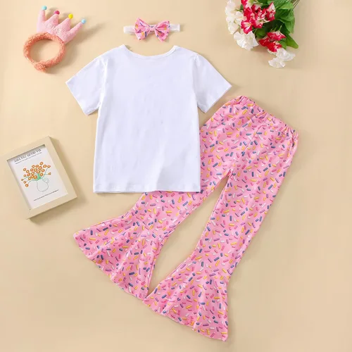 Miniatura 35 de Conjunto de ropa de cumpleaños para bebé niña pequeña, camiseta de manga larga, pantalones de campana, diadema