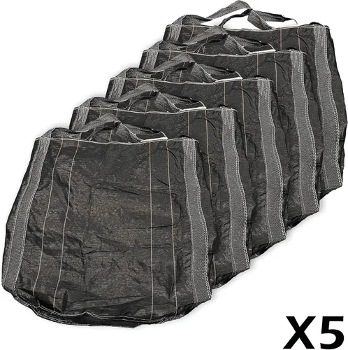 Miniatura 2 de (5 paquetes) Bolsa grande de contenedor intermedio flexible negro de 43 x 43 pulgadas, 2600 libras, 1.2 toneladas/1.3 yardas cúbicas/bolsa a granel