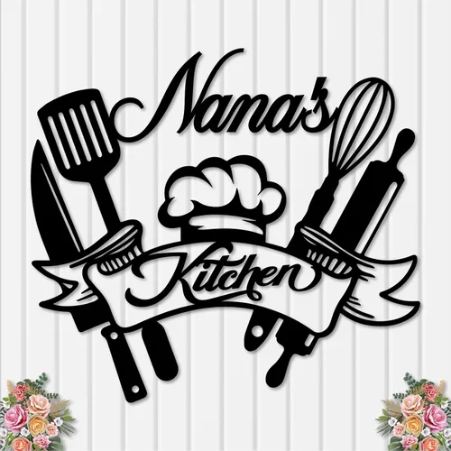 Miniatura 8 de Letrero de metal personalizado con nombre personalizado para cocinero de restaurante, letreros de monograma para cocina casera, regalo
