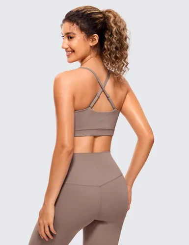 Miniatura 2 de CRZ YOGA Butterluxe - Brasier deportivo ajustable con tirantes delgados para mujer, con relleno, sin varillas, cuello cuadrado, para entrenamiento
