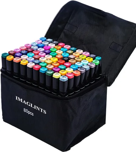 Marcadores de alcohol de 80 colores con base de dibujo, marcadores artísticos de doble punta para bocetos, ilustraciones de anime