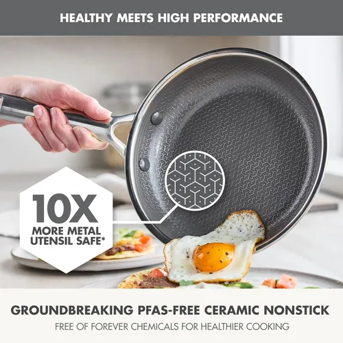 Miniatura 4 de GreenPan Hybrid - Juego de 13 piezas de ollas y sartenes antiadherentes de acero inoxidable, ollas y sartenes de cerámica APEX Tri-Ply Thermobond
