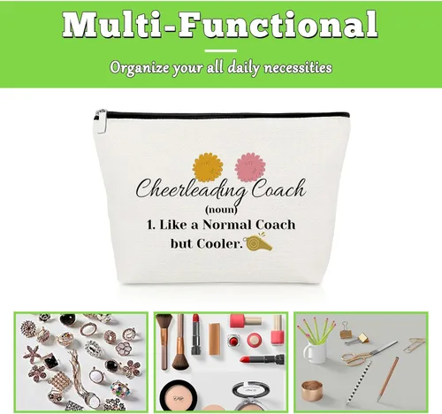 Miniatura 7 de Regalo de animadora para niñas, bolsa de maquillaje de animadora para animadoras, bolsa de cosméticos para entrenador de jubilación, regalo