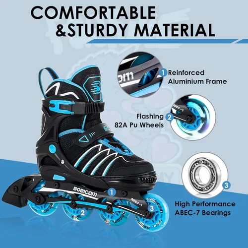 Miniatura 4 de Patines en línea ajustables con ruedas de luz completa, patines iluminadores al aire libre para niños y adultos, niñas y niños, hombres y mujeres