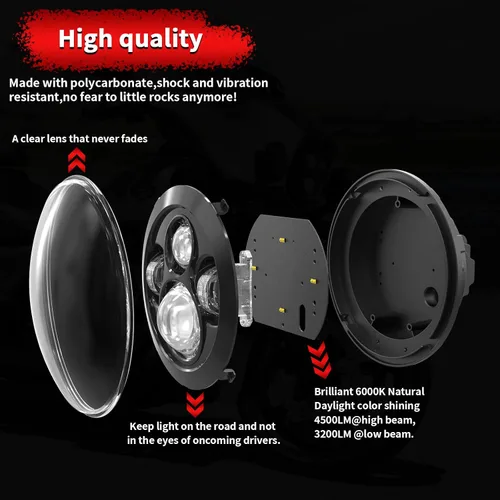 Miniatura 2 de Wisamic Faro LED para motocicleta de 7 pulgadas, lámparas de paso de 4.5 pulgadas, luces antiniebla y anillo de montaje, compatible con Harley