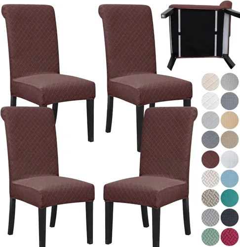 Miniatura 13 de SPRINGRICO Paquete de 2 fundas para sillas de comedor con cinturón de seguridad, fundas elásticas para sillas Parsons lavables, fundas protectoras